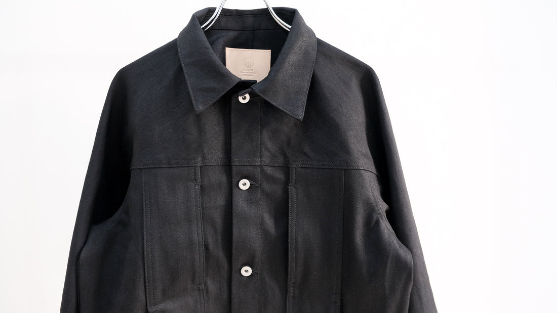生む|Black Selvedge Denim Kimono Sleeve Trucker Jacket|KUON 23AW|えん -en-