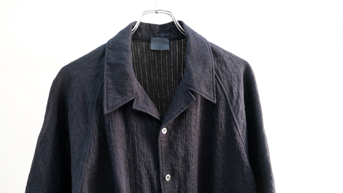 陰影|コットンキュプラ・ランダムシャドーストライプショートスリーブシャツ|山内 24SS|えん -en-