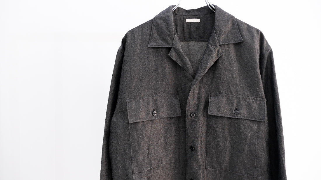 鈍|WASHED CHAMBRAY GABARDINE MIL SH-JKT|ULTERIOR 24SS|えん -en-