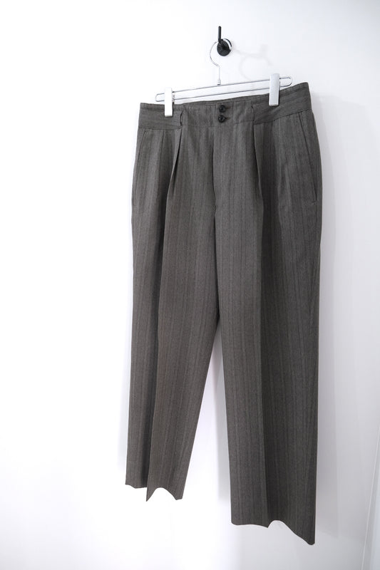 MELANGE HERRINGBONE STRIPE TUCKED TROUSERS