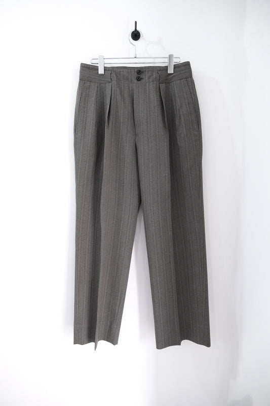 MELANGE HERRINGBONE STRIPE TUCKED TROUSERS