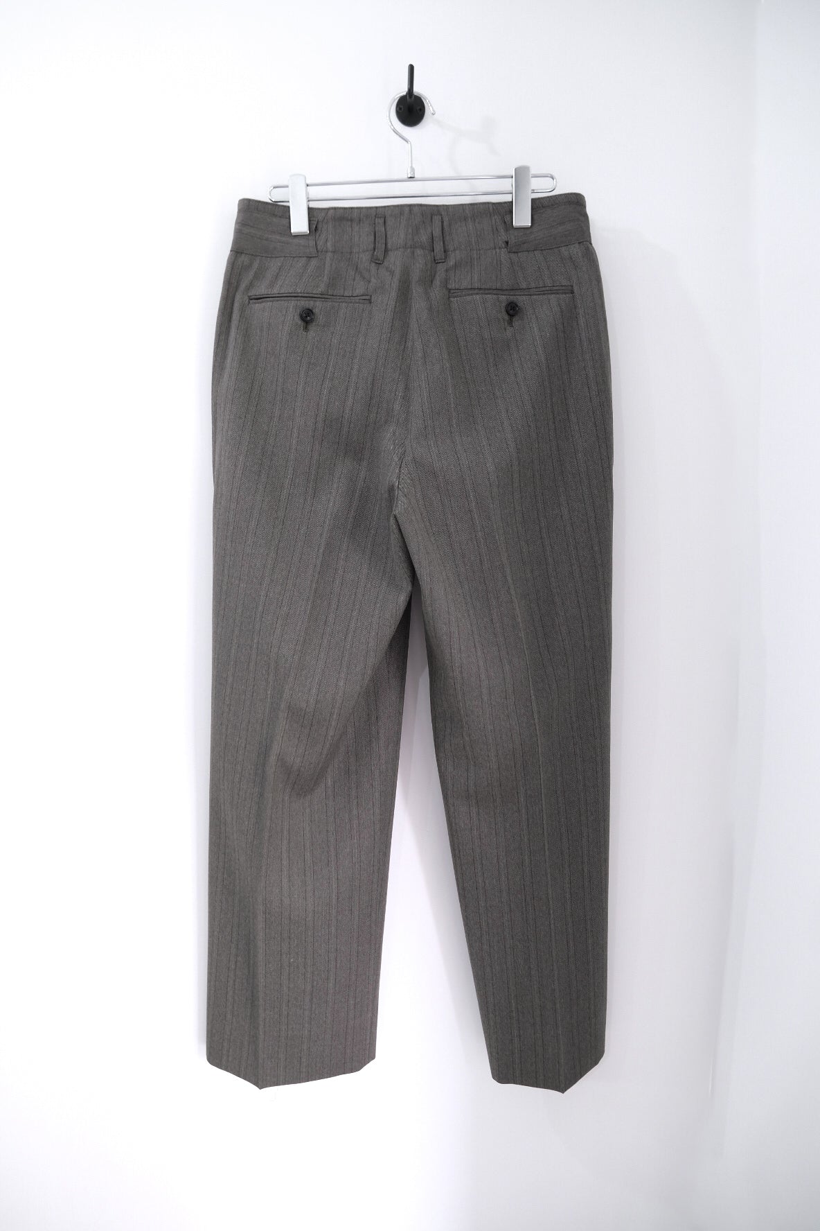MELANGE HERRINGBONE STRIPE TUCKED TROUSERS