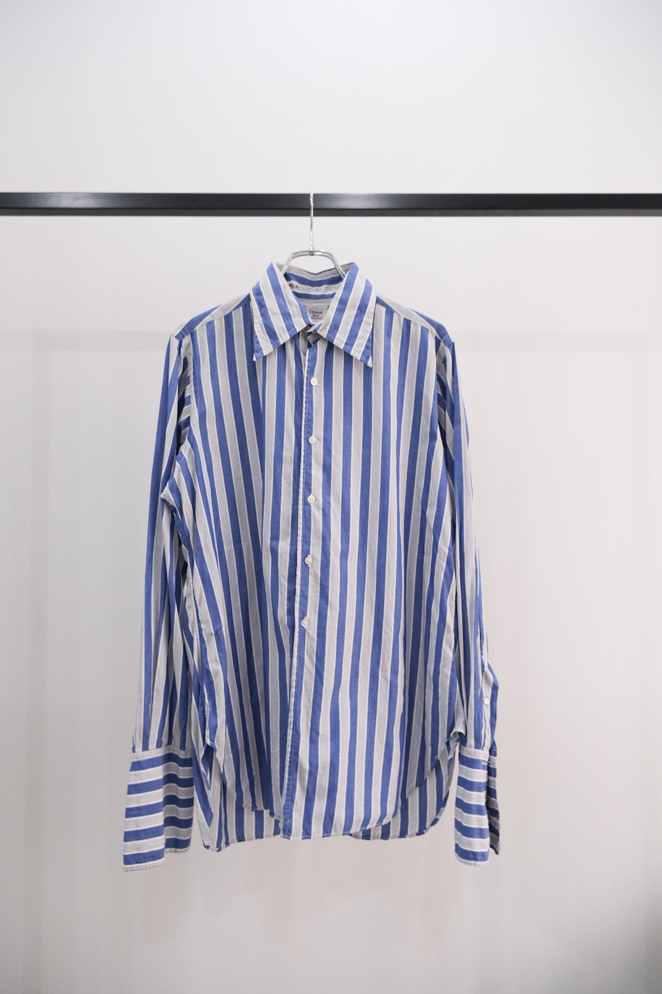 70's Christian Dior Long Cuffs Stripe Shirt