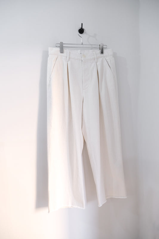 2-Tack Cutoff Wide Denim Pants