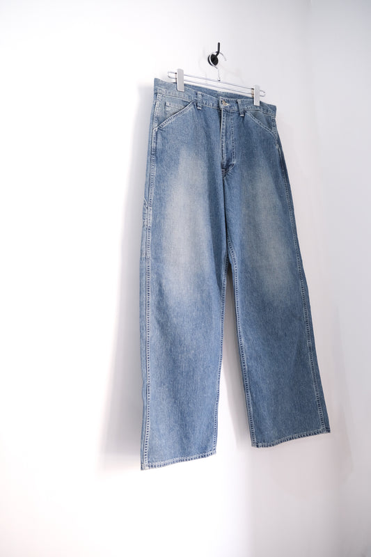 VINTAGE FADED LIGHT DENIM PAINTER PANTS