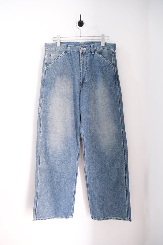 VINTAGE FADED LIGHT DENIM PAINTER PANTS