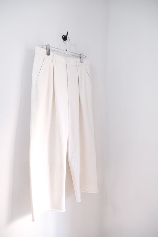 2-Tack Cutoff Wide Denim Pants