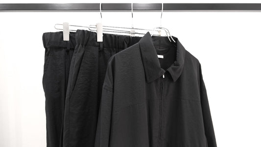 幅｜Salt Shrink Cupro Work JKT,Salt Shrink Cupro Browsing Pants,Salt Shrink Cupro Harf Pants｜Blanc YM 26SS｜えん -en-