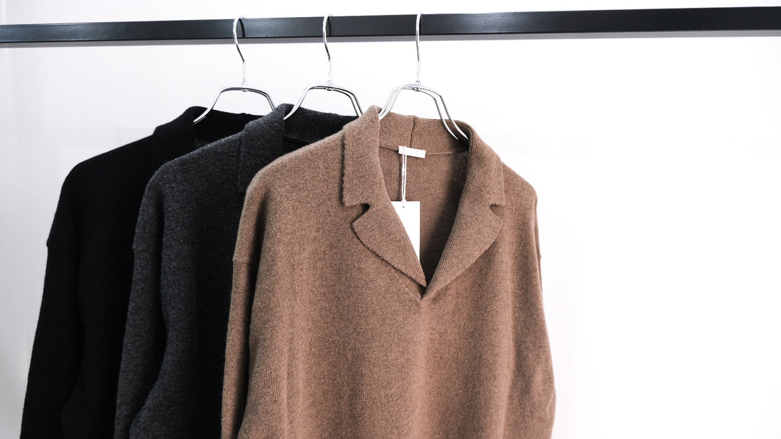 易い｜Wool Open Collar Knit Shirts｜Blanc YM 26AW｜えん -en-