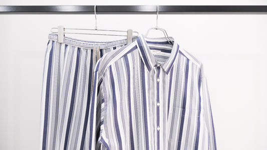 行き来｜CLASSIC COLLAR STRIPE SHIRT,STRIPE PAJAMA SLACKS｜FUJI 24SS｜えん -en-