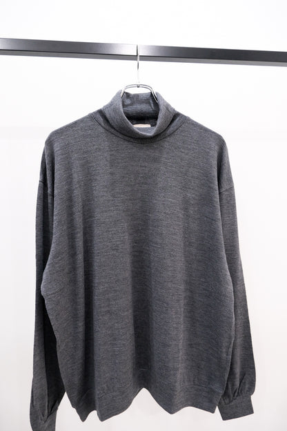 SUPER FINE WOOL COTTON TURTLE-NECK TOP