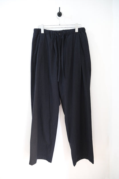 SILK WOOL STRIPED OX DRAWSTRING PANTS