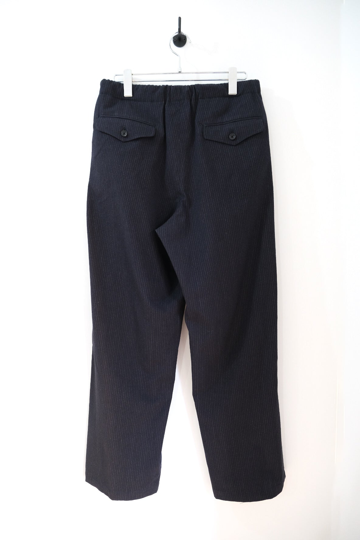 SILK WOOL STRIPED OX DRAWSTRING PANTS