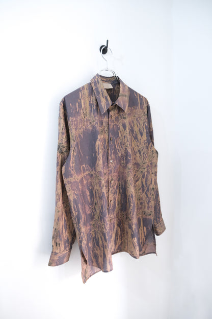 流し染めコットンキュプラツイルシャツ