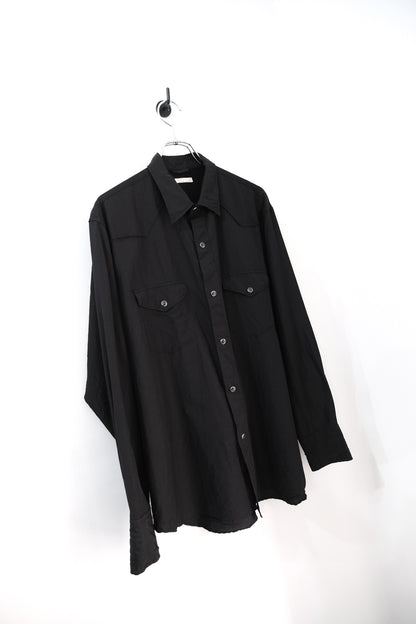 WASHED WOOL SILK TWILL WESTERN SHIRT
