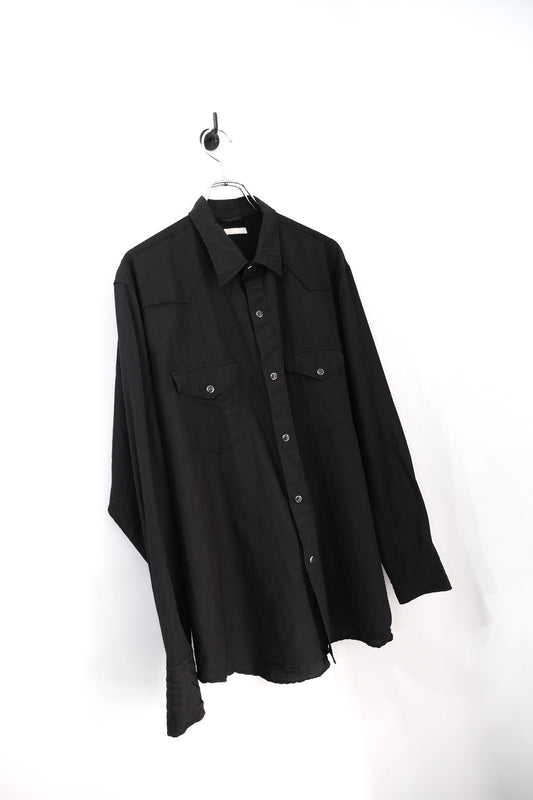 WASHED WOOL SILK TWILL WESTERN SHIRT