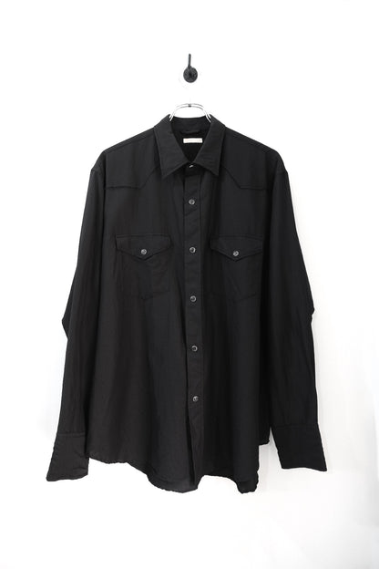 WASHED WOOL SILK TWILL WESTERN SHIRT
