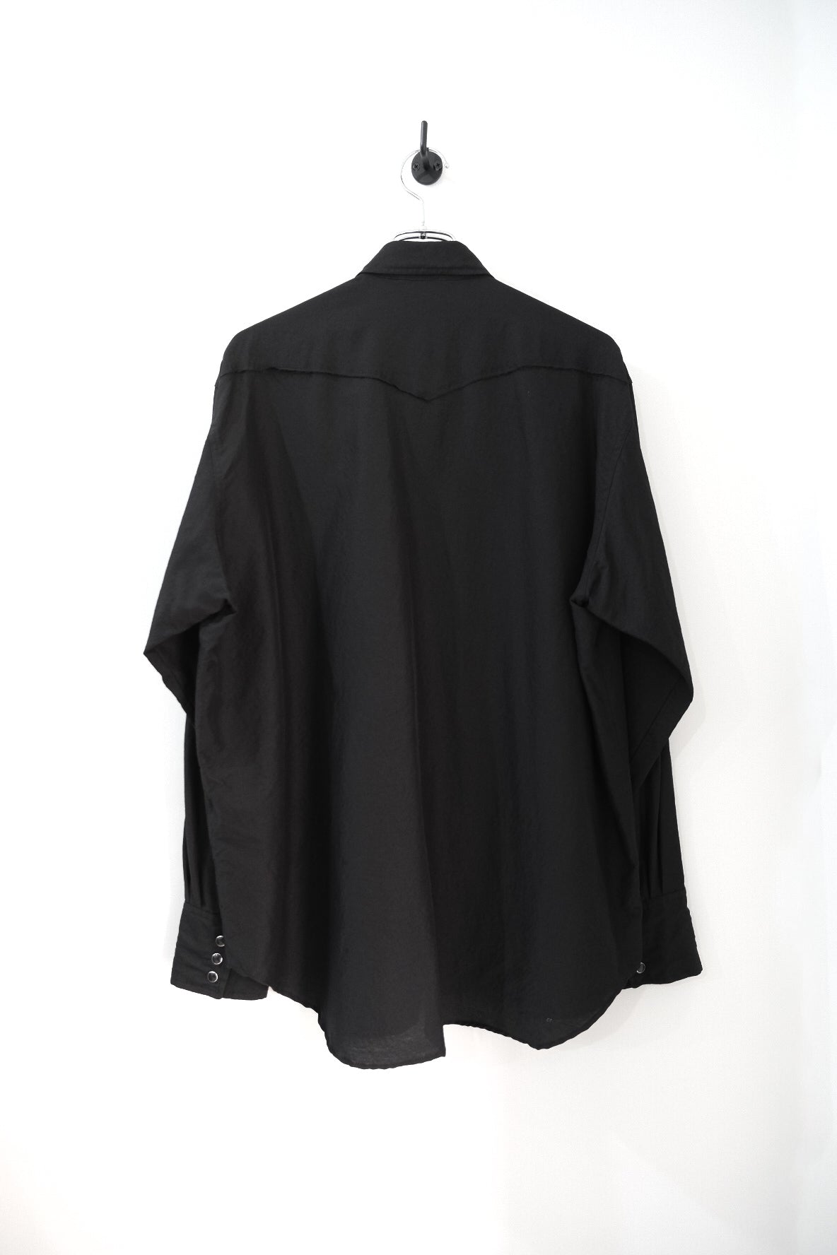 WASHED WOOL SILK TWILL WESTERN SHIRT