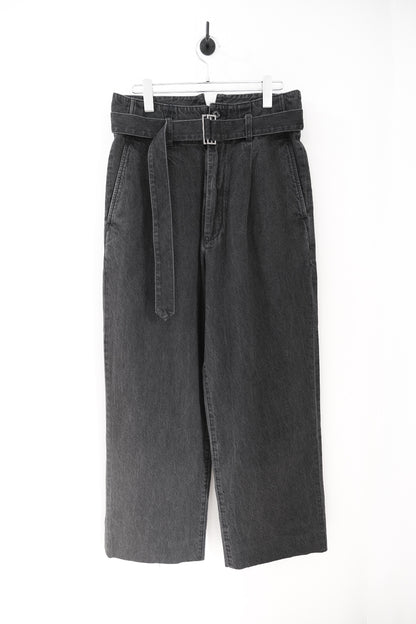 Single Pleated Denim Belted Trousers