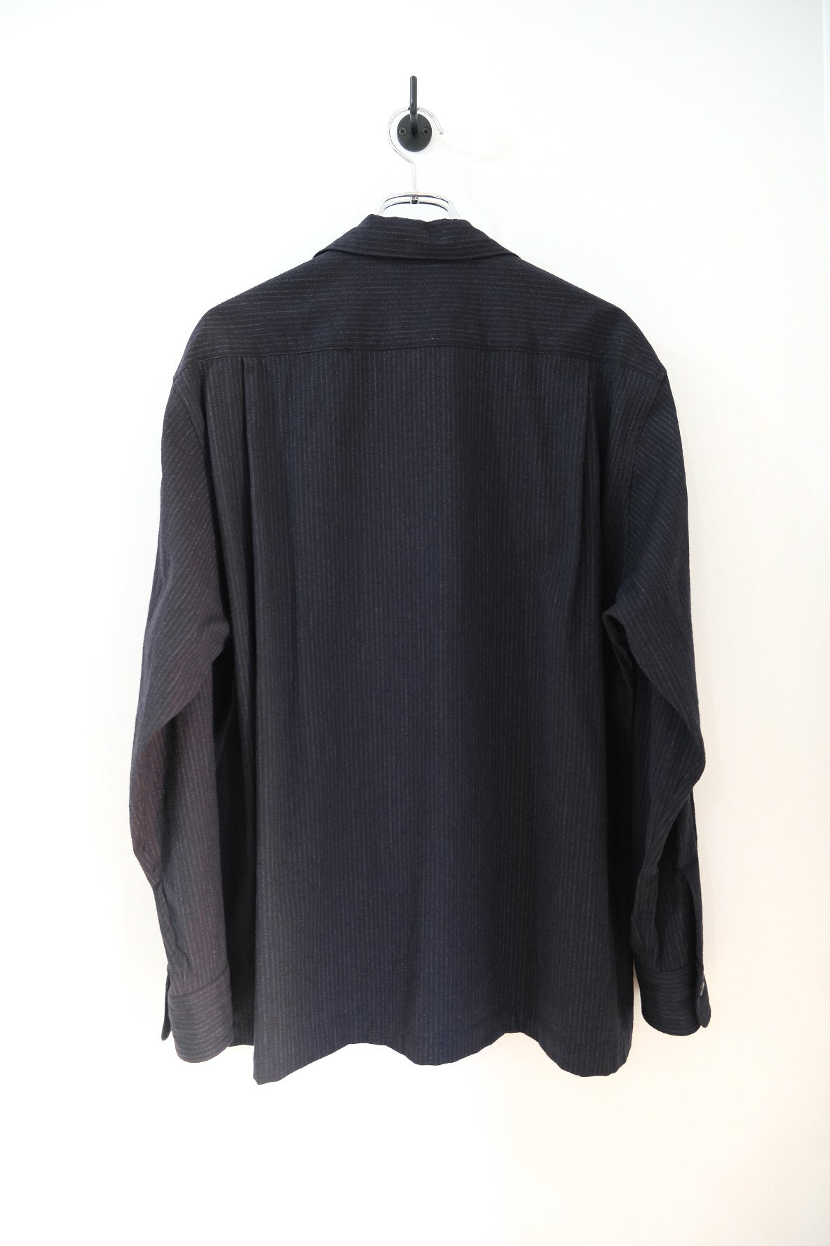 SILK WOOL STRIPED OX O/C SHIRT