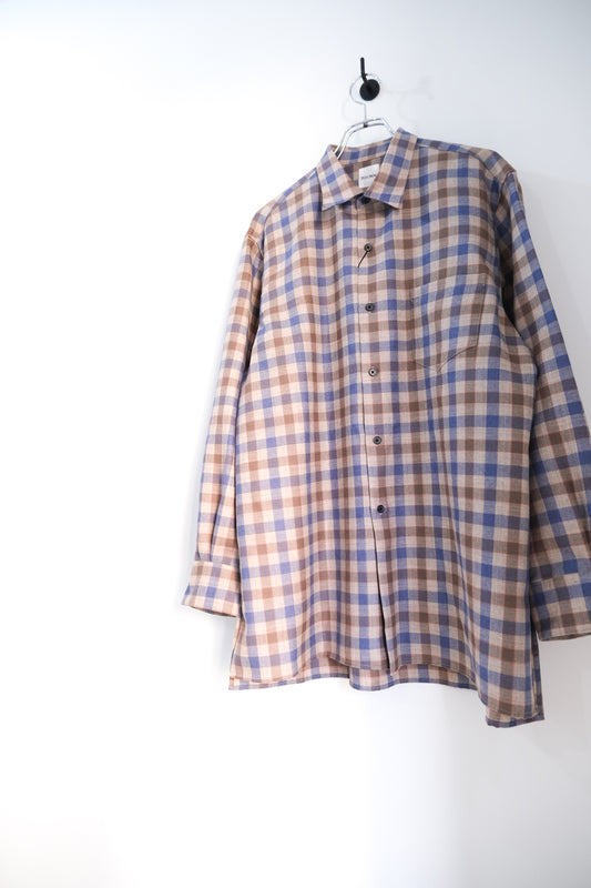 BLOCKCHECK WOOL SQUARE SHIRTS