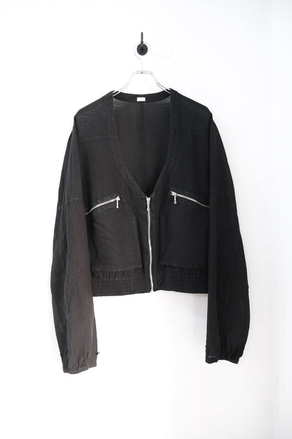 Silk/Cotton Gisya No Collar Jacket