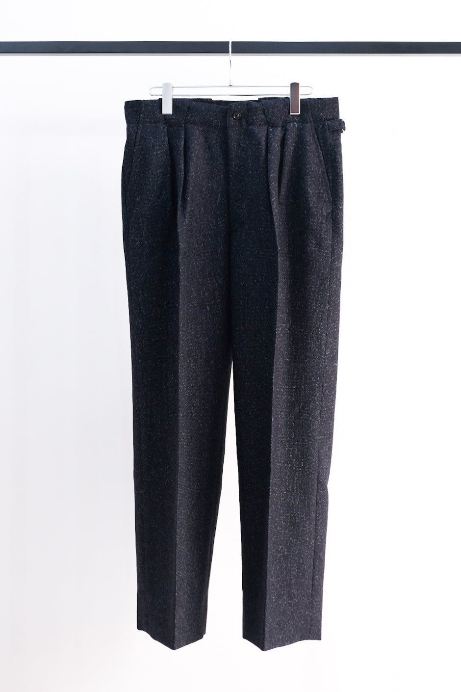 MELANGE CHAIN TWILL TUCKED TROUSERS