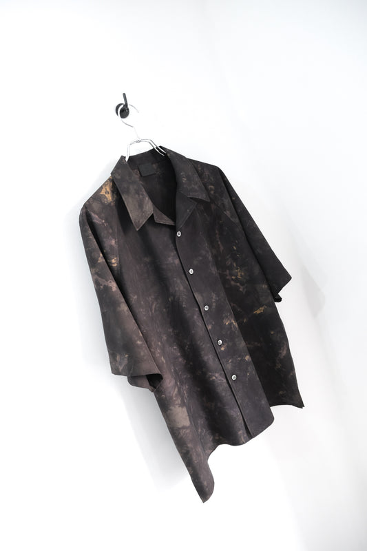 有松絞り・ビンテージシルクギャバ・オープンカラーシャツ