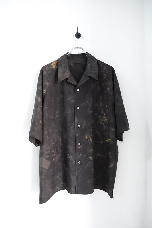 有松絞り・ビンテージシルクギャバ・オープンカラーシャツ