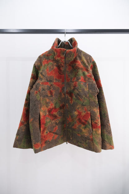 Yaksheep pile hakomura camouflage zip jacket