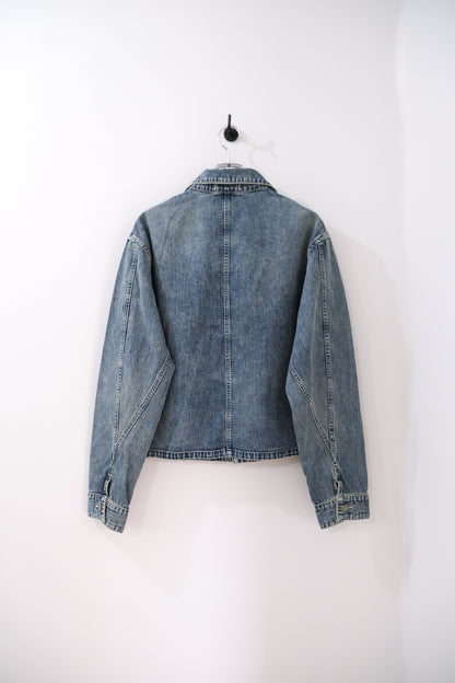 FADED LIGHT DENIM SHORT COVERALL