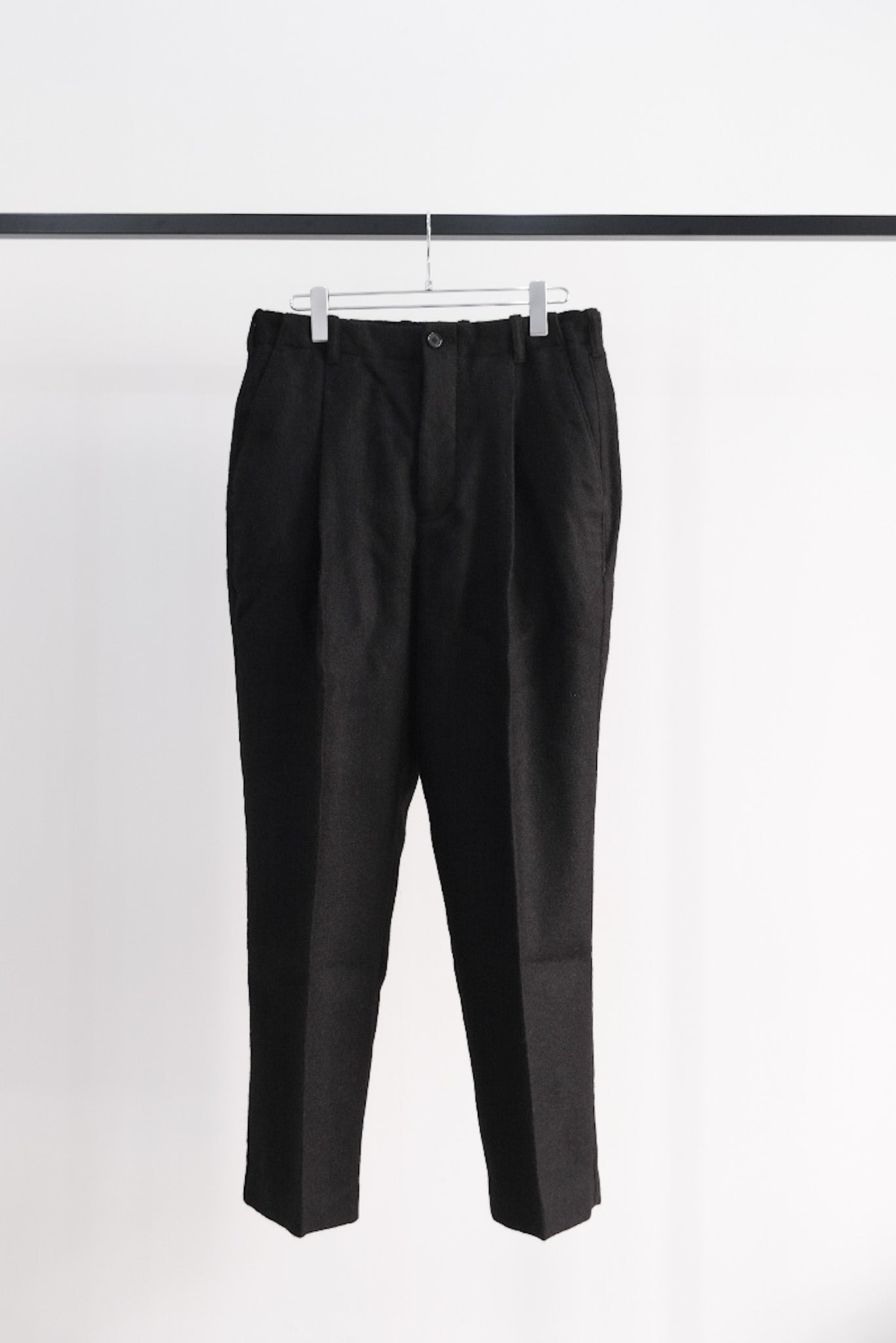 Alpaca melton one tuck semi-wide pants