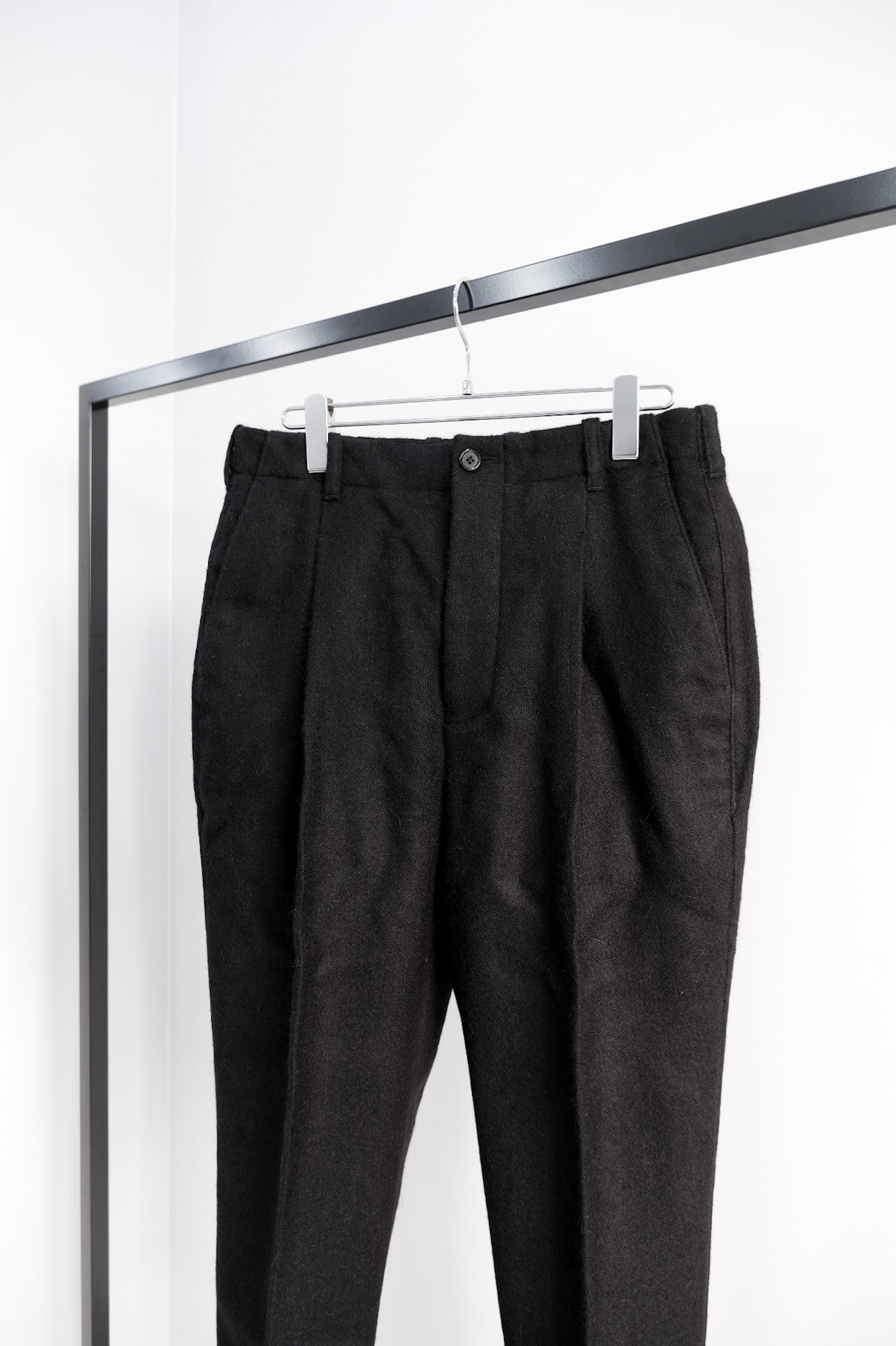 Alpaca melton one tuck semi-wide pants