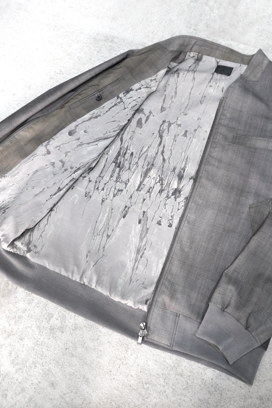 ウールアーバン格子・ジップジャケット