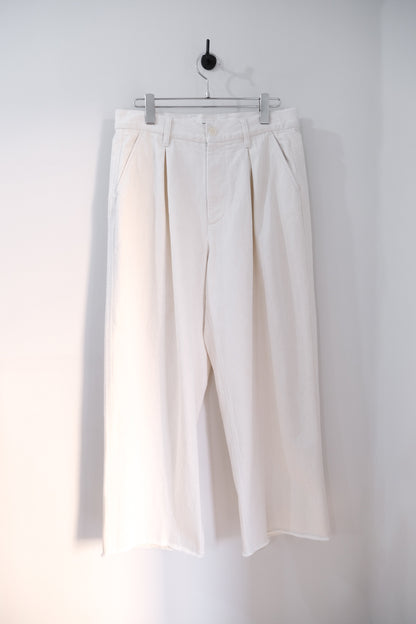 2-Tack Cutoff  Wide Denim Pants