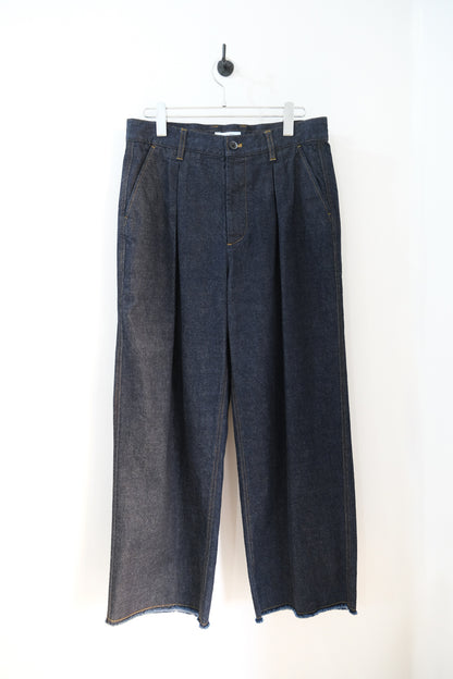 2-Tack Cutoff  Wide Denim Pants