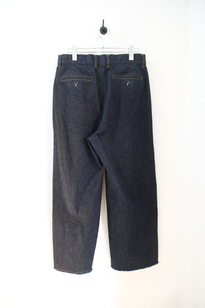 2-Tack Cutoff  Wide Denim Pants