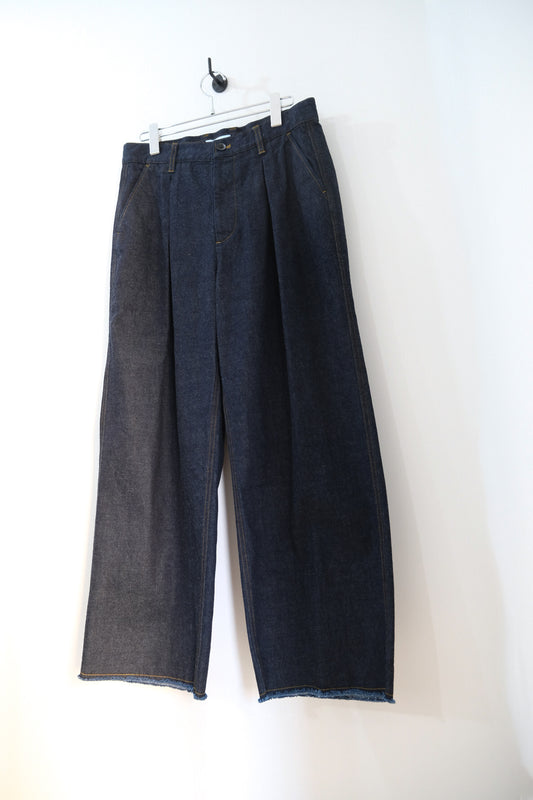 2-Tack Cutoff  Wide Denim Pants