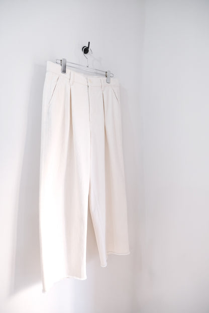 2-Tack Cutoff  Wide Denim Pants